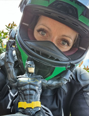 Samantha Denmeade on a motorcycle